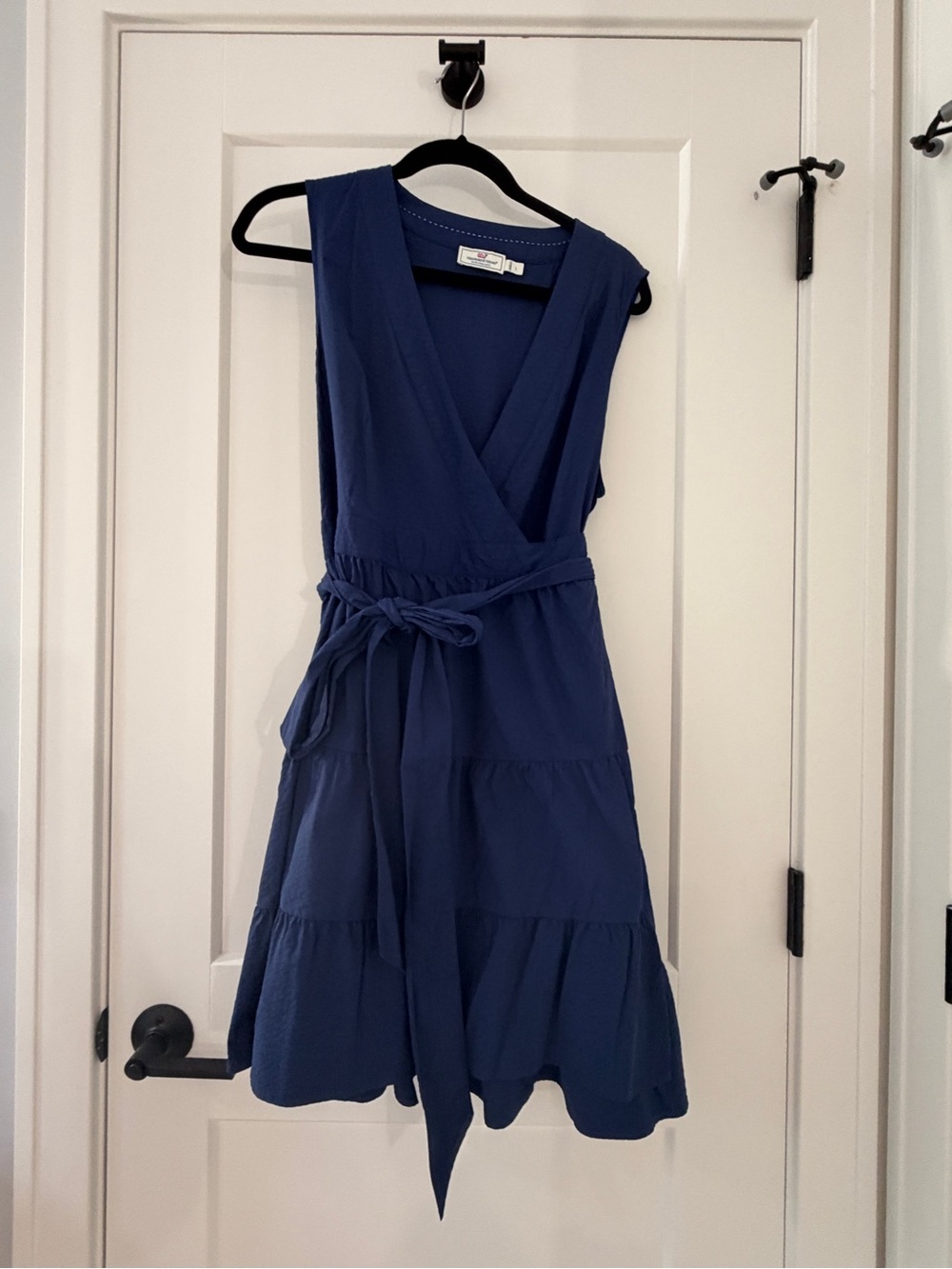 Vineyard Vines Blue Sleeveless Wrap Dress with Tie Waist